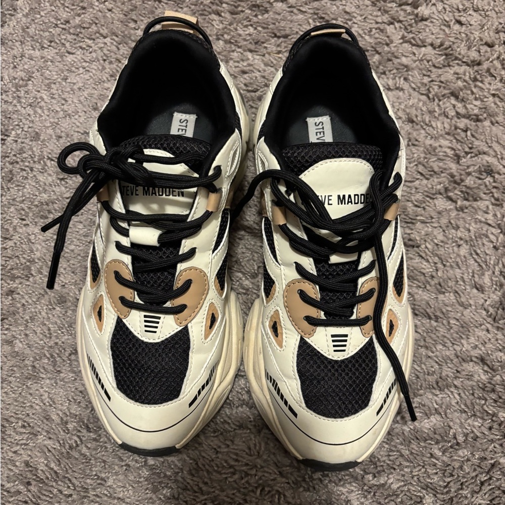 Steve Madden Black, Cream, and Tan Men's Sneakers